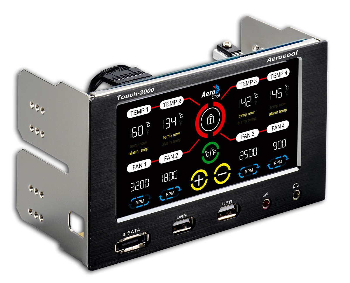 Aerocool Touch 2000 LCD Touch Screen 4 Fan Controller ESata/USB 2 x 5.