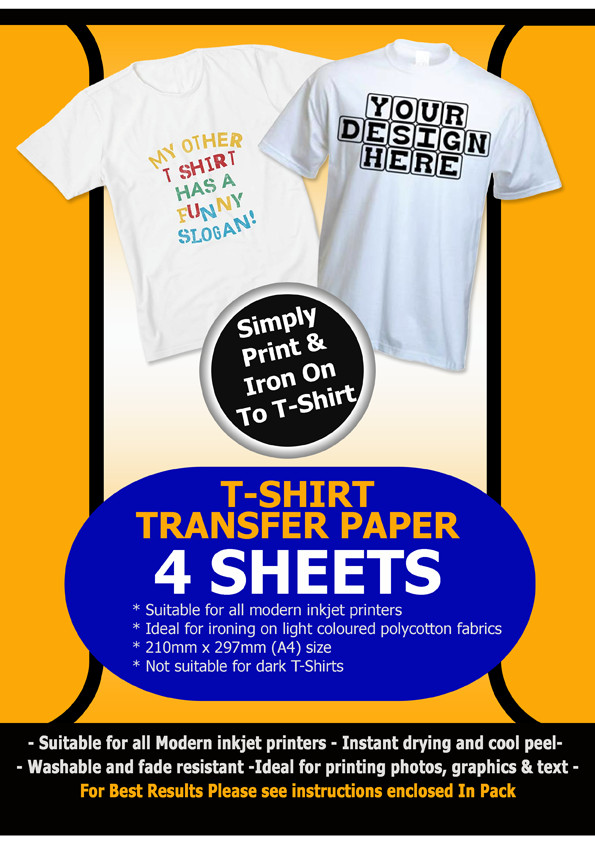 Generic A4 inkjet compatible Tshirt Transfer Paper 4 Sheets Falcon