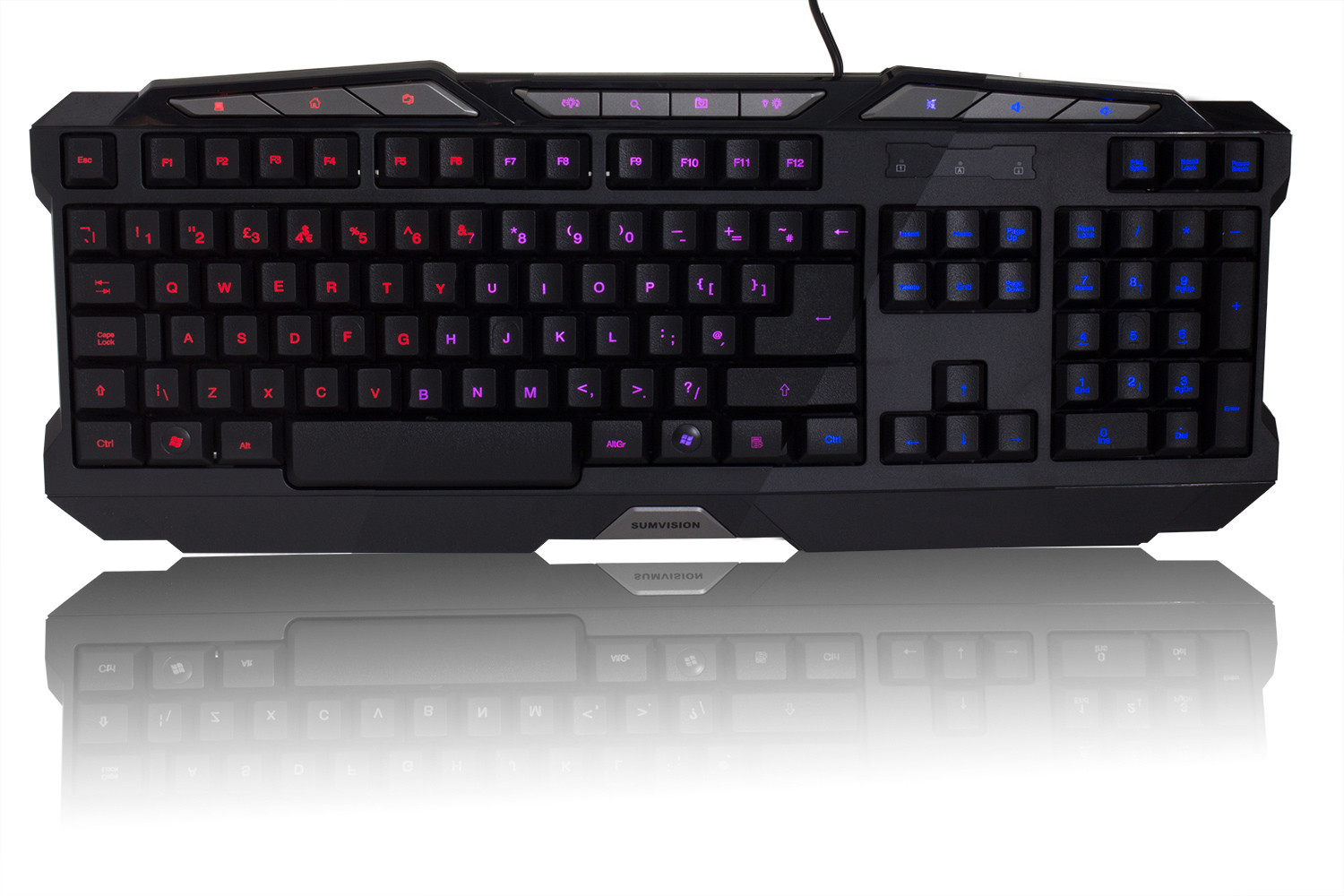 Sumvision Spectrum 3 in 1 colour gaming style LED Keyboard - Red, Blue ...