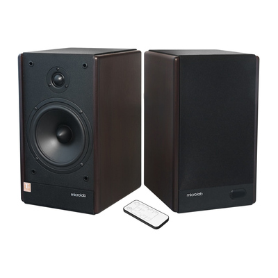 Microlab  100W Bookshelf Stereo Speakers - Dark Wood Finish