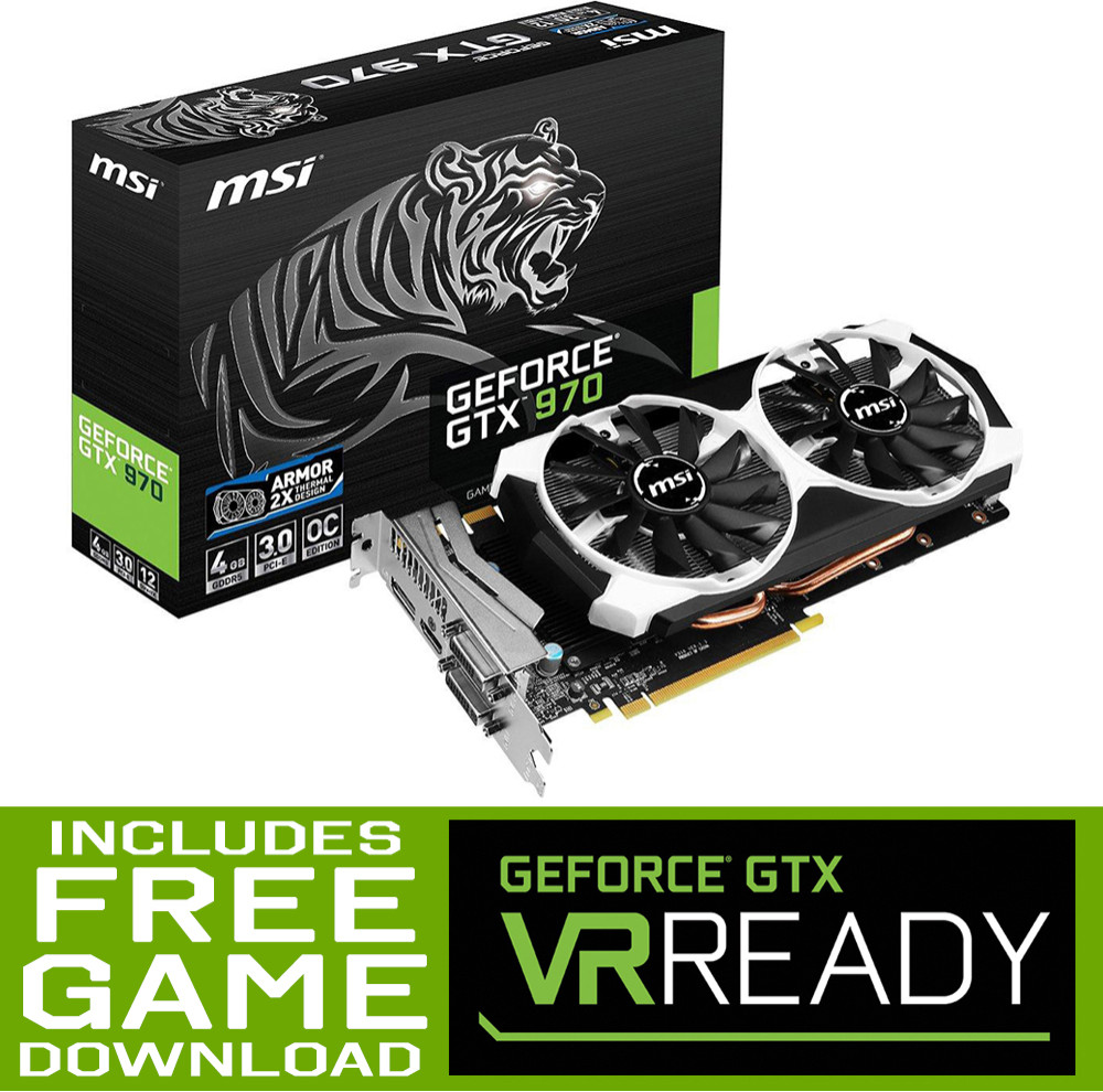 MSI 4GB Nvidia GeForce GTX 970 4096MB GDDR5 PCIExpress Graphics Card