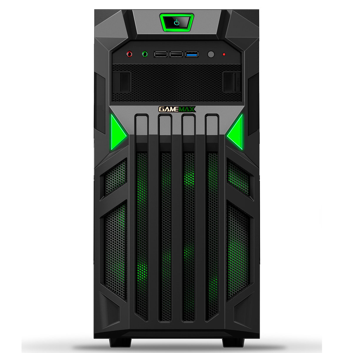 Game Max Centurion Gaming Case with Front & Rear Green LED Fans 1x USB3