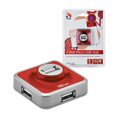 Trust 16129 4 Port USB2 Micro Hub - Red