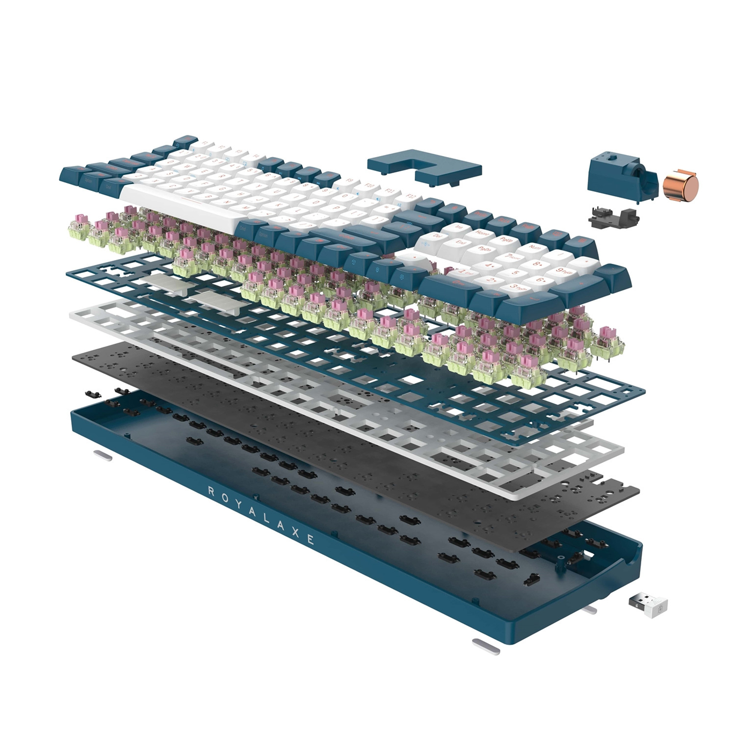 Royalaxe R Hot Swappable Mechanical Keyboard Full Size Keys Ghz Bluetooth Or