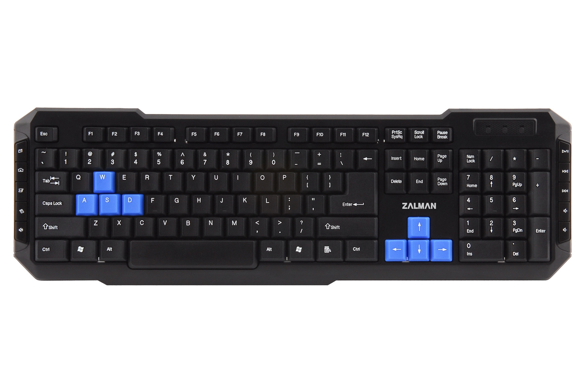Zalman Multimedia Keyboard With 8 blue coloured direction keys