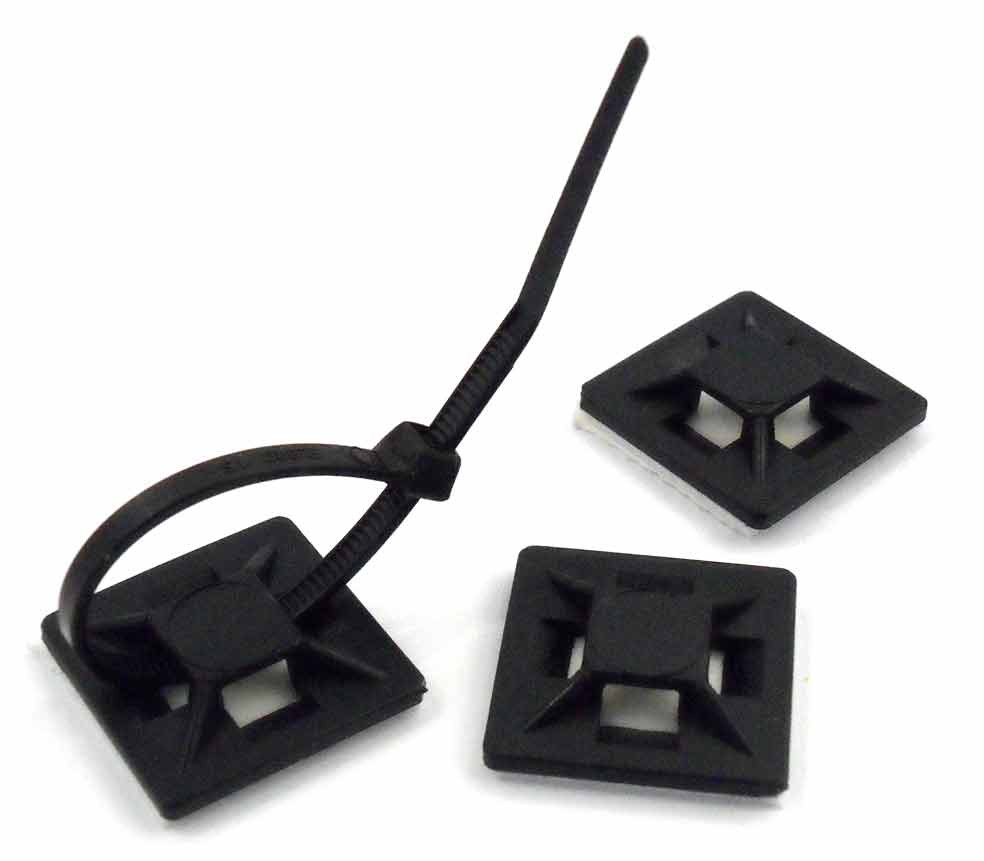 Generic PC Cable Management Cable Clip 20mm x 20mm black colour 25 pack