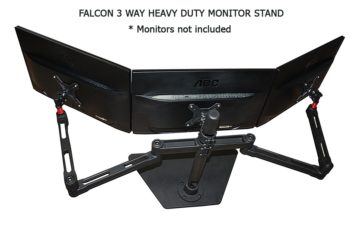 Fronnar 3 Way Triple Monitor Arm / Monitor stand Heavy Duty up to 29` 10kg Screens! Falcon