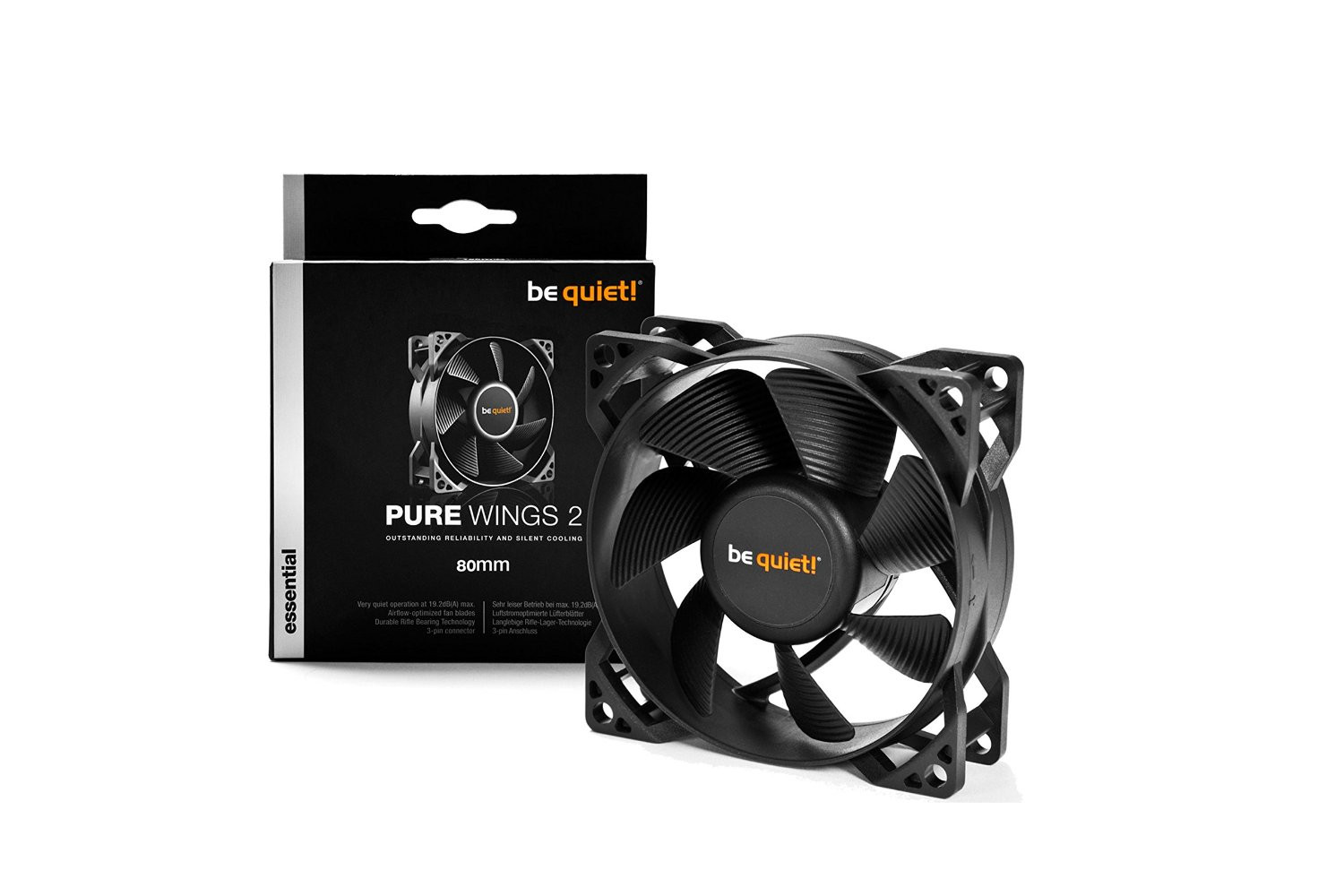 Be Quiet 80mm Pure Wings 2 8cm Case Fan, Rifle Bearing, Black, Ultra
