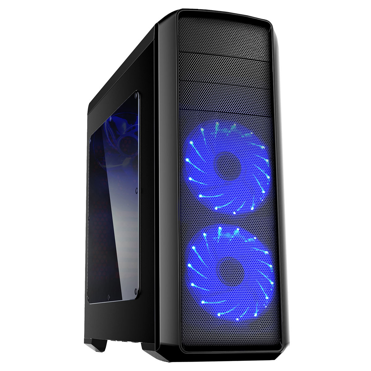 Game Max Volcano Gaming PC Case Blue LED Front Fans | Falcon Computers