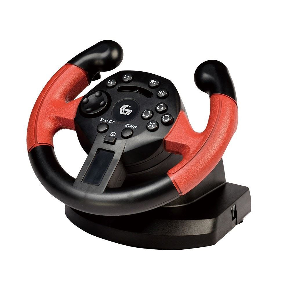 G M B GAMING USB VIBRATING STEERING WHEEL, with pedals, for PC/PS3