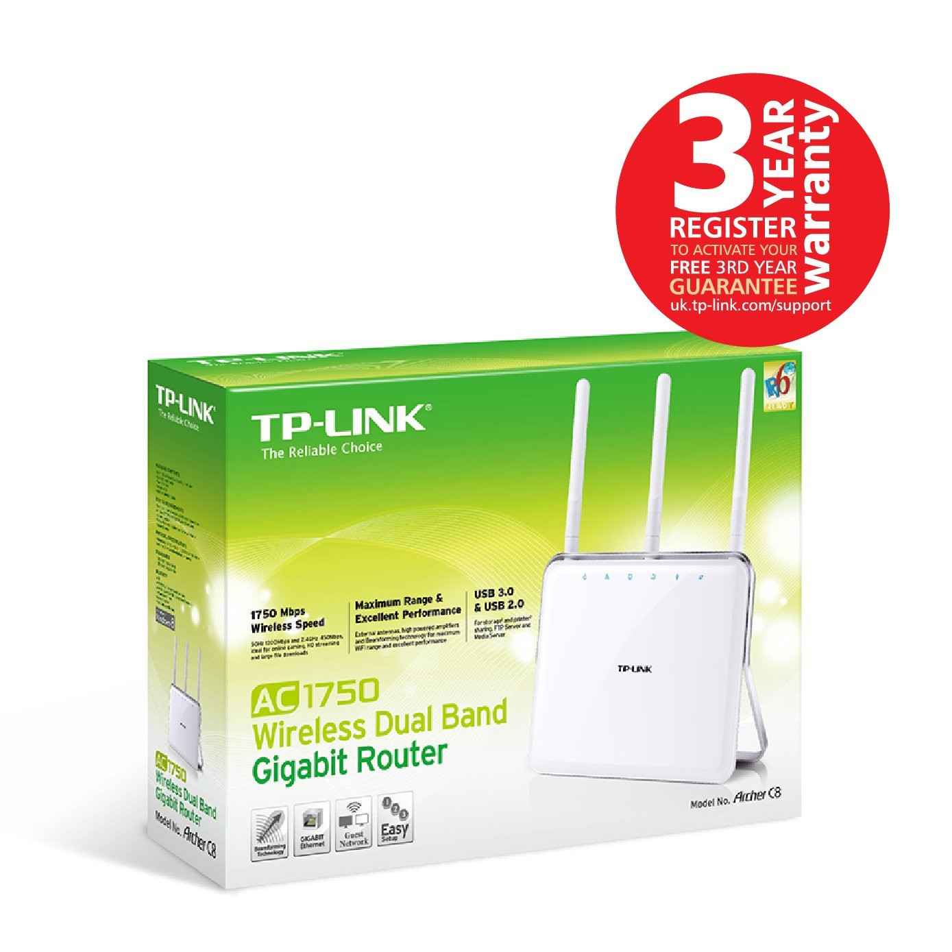 TPLINK AC1750 (450+1300) Wireless Dual Band GB Cable Router, USB 3.0