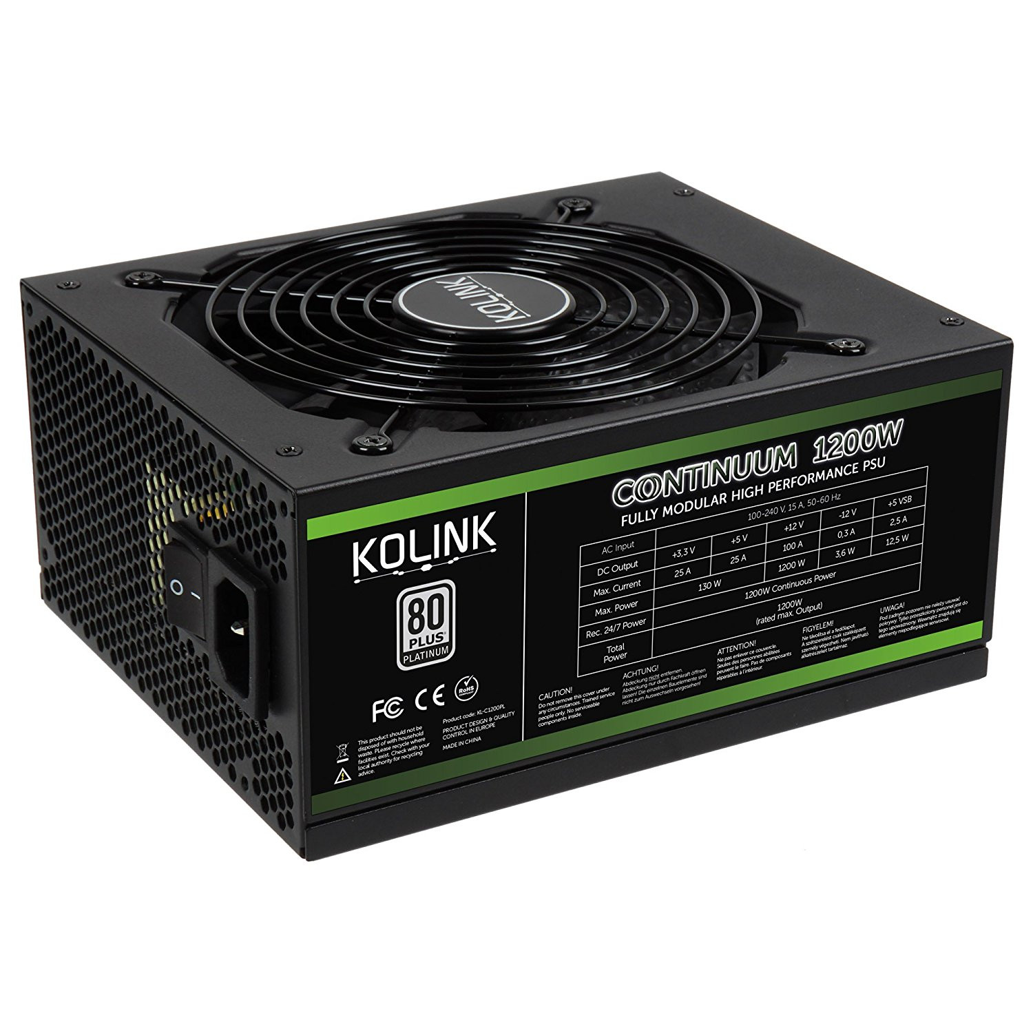Kolink KLC1200PL Continuum 1200W 80 Plus Platinum Modular Power Supply