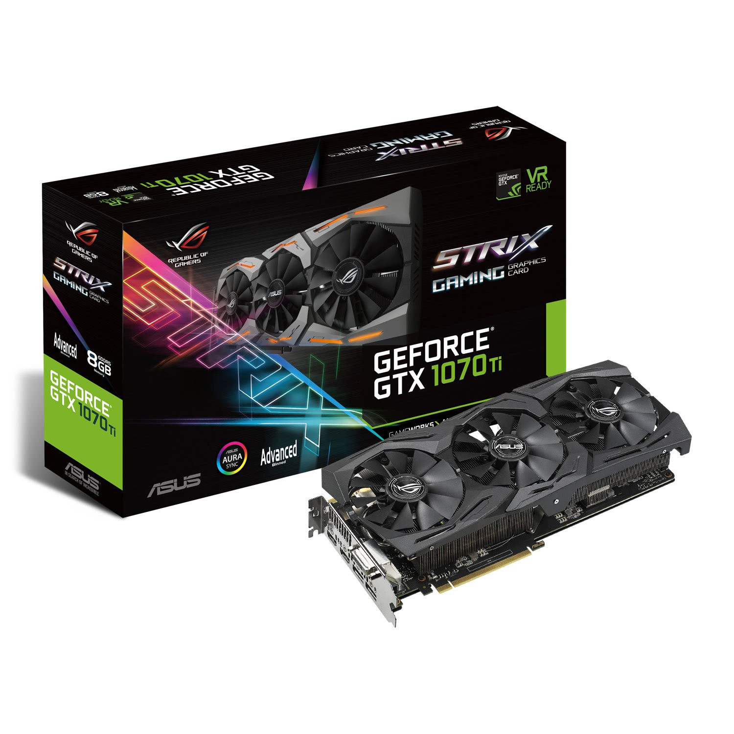 ASUS NVIDIA GeForce GTX 1070 Ti 8GB ADVANCED GAMING Strix - VR Ready