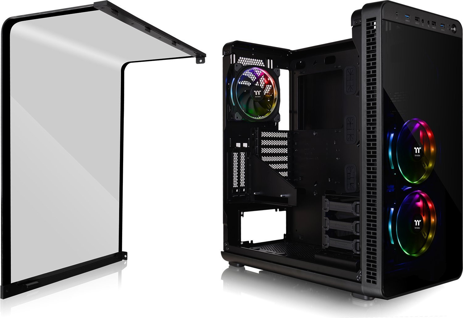 thermaltake view 37 mid tower case for gaming pc black rgb edition