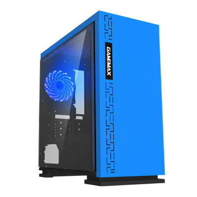 Game Max Expedition Blue Gaming Matx Pc Case Rear Led Fan Full