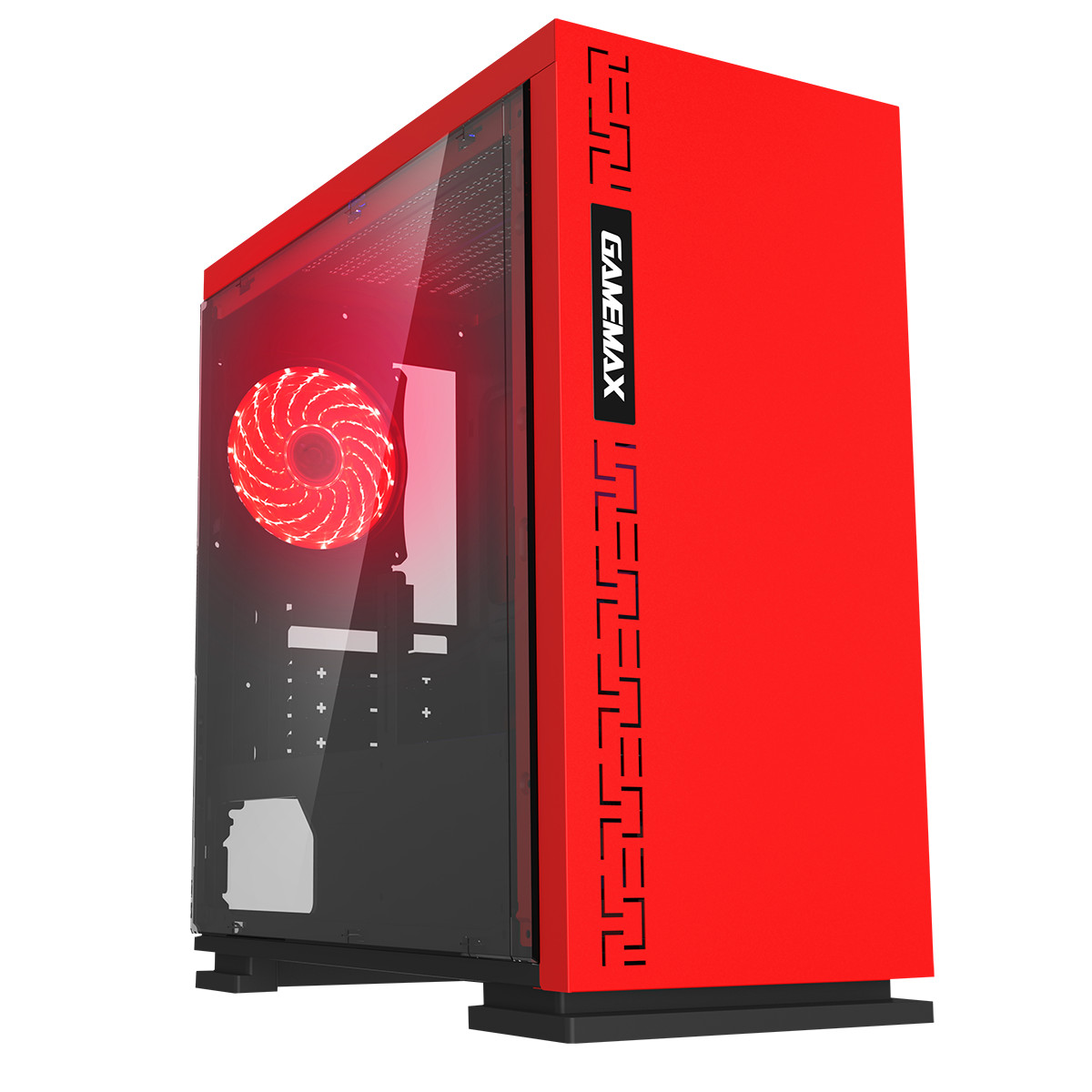 Game Max Expedition Red Gaming Matx PC Case Rear LED Fan & Full Side Window