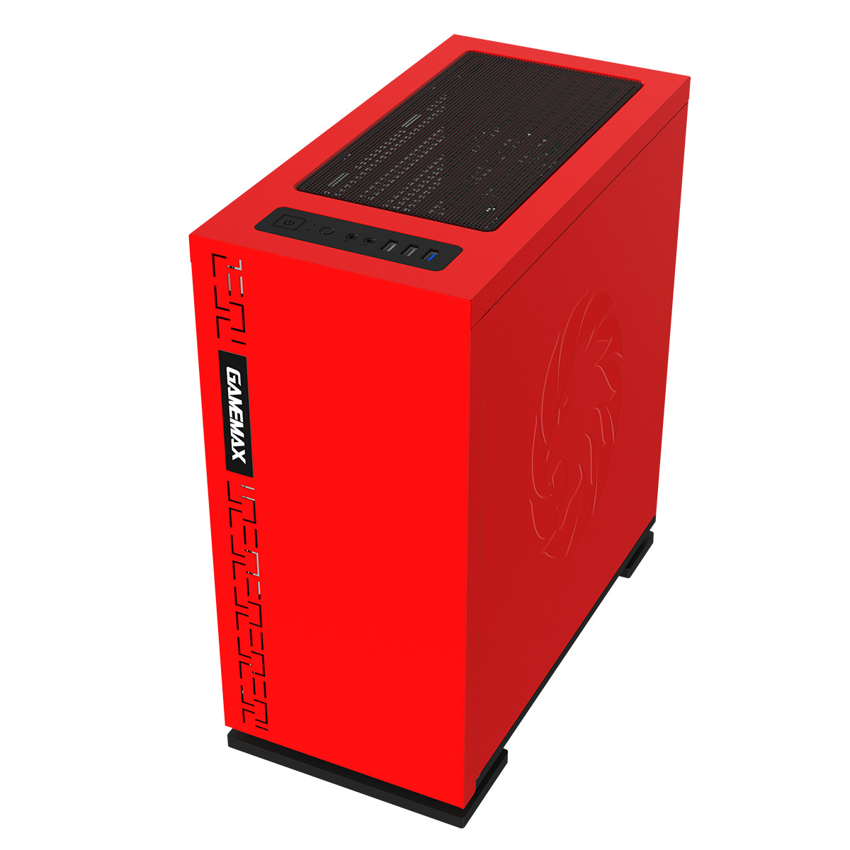 Game Max Expedition Red Gaming Matx PC Case Rear LED Fan & Full Side Window