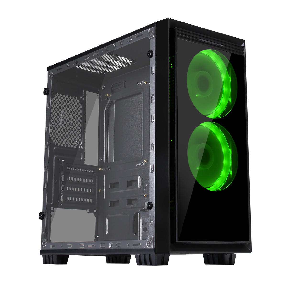 CIT HALO Micro ATX Case With RGB LED Front Fans and transparent side