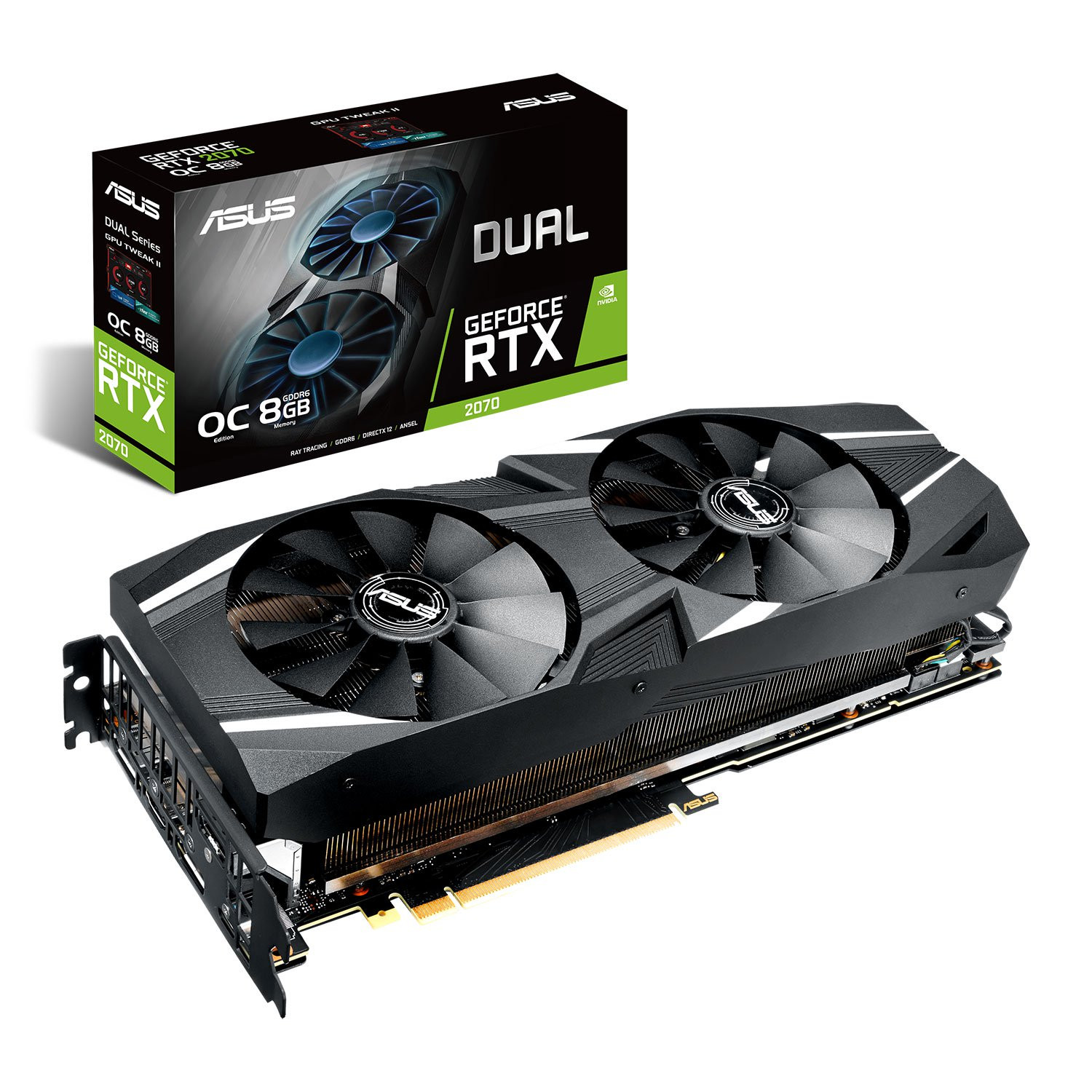 asus geforce rtx 2070 dual oc 8gb gddr6 vr ready graphics card 2304