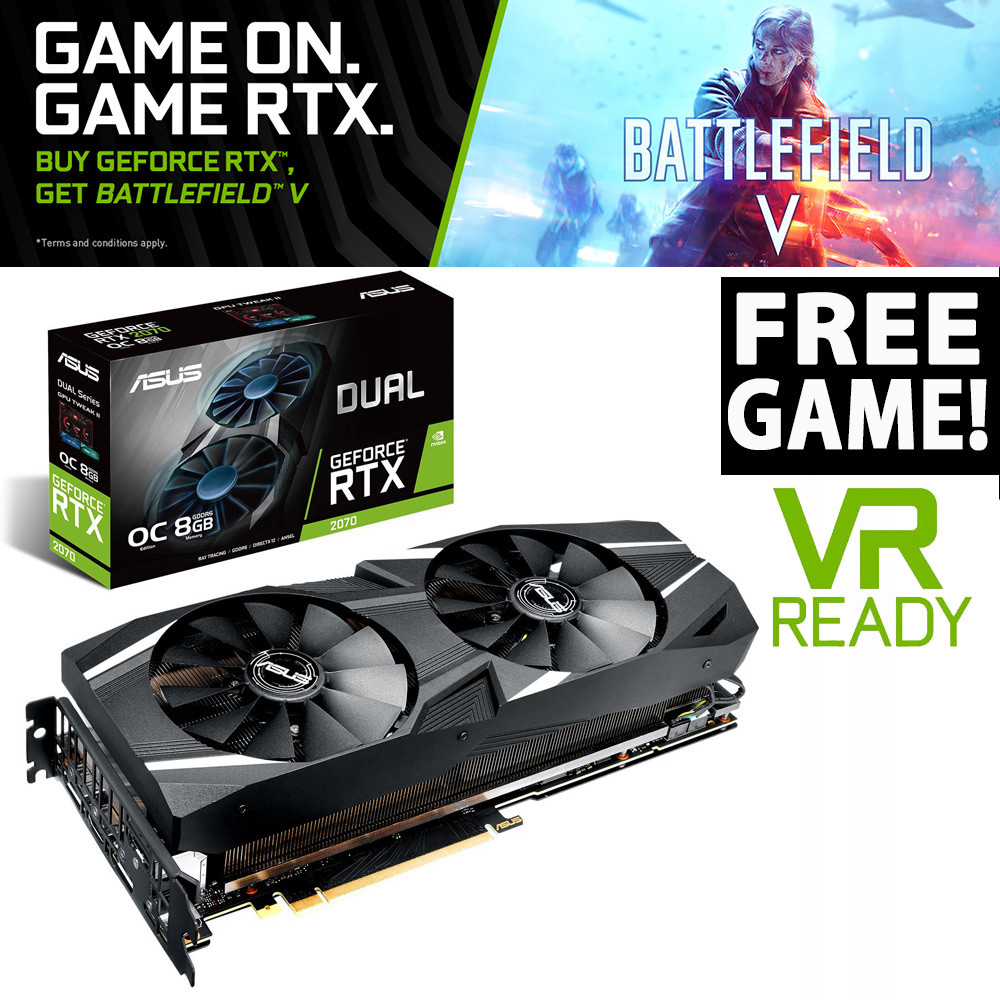 asus geforce rtx 2070 dual oc 8gb gddr6 vr ready graphics card 2304