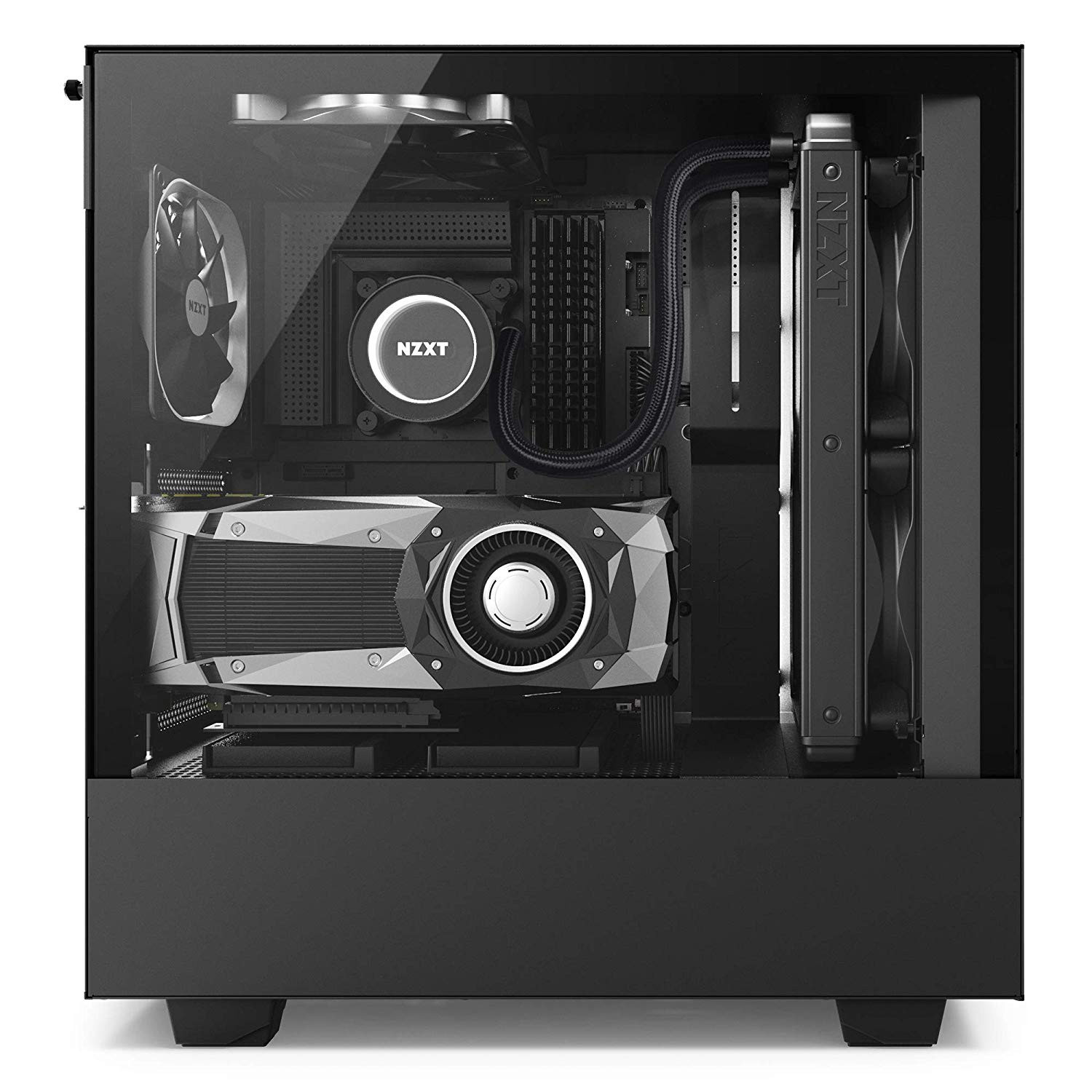 NZXT H500i Mid Tower Gaming PC Case, ATX, Tempered Glass Panel Matt Black Falcon Computers