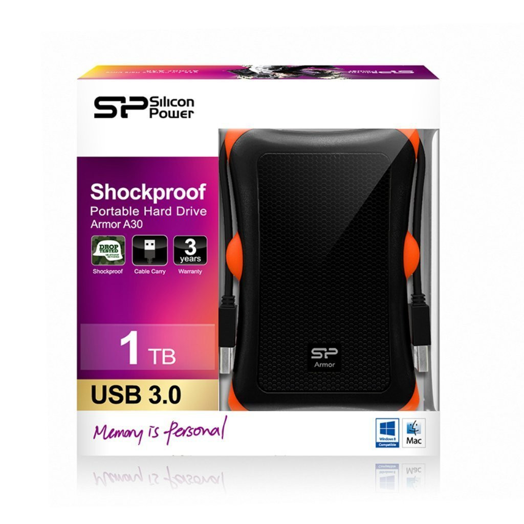 Silicon Power 1TB External Portable Hard Drive Rugged Armor A30 Shockproof 2.5Inch Military