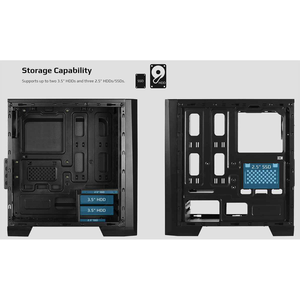 Aerocool Cylon Black RGB LED Micro ATX Case with Tempered Glass Side ...