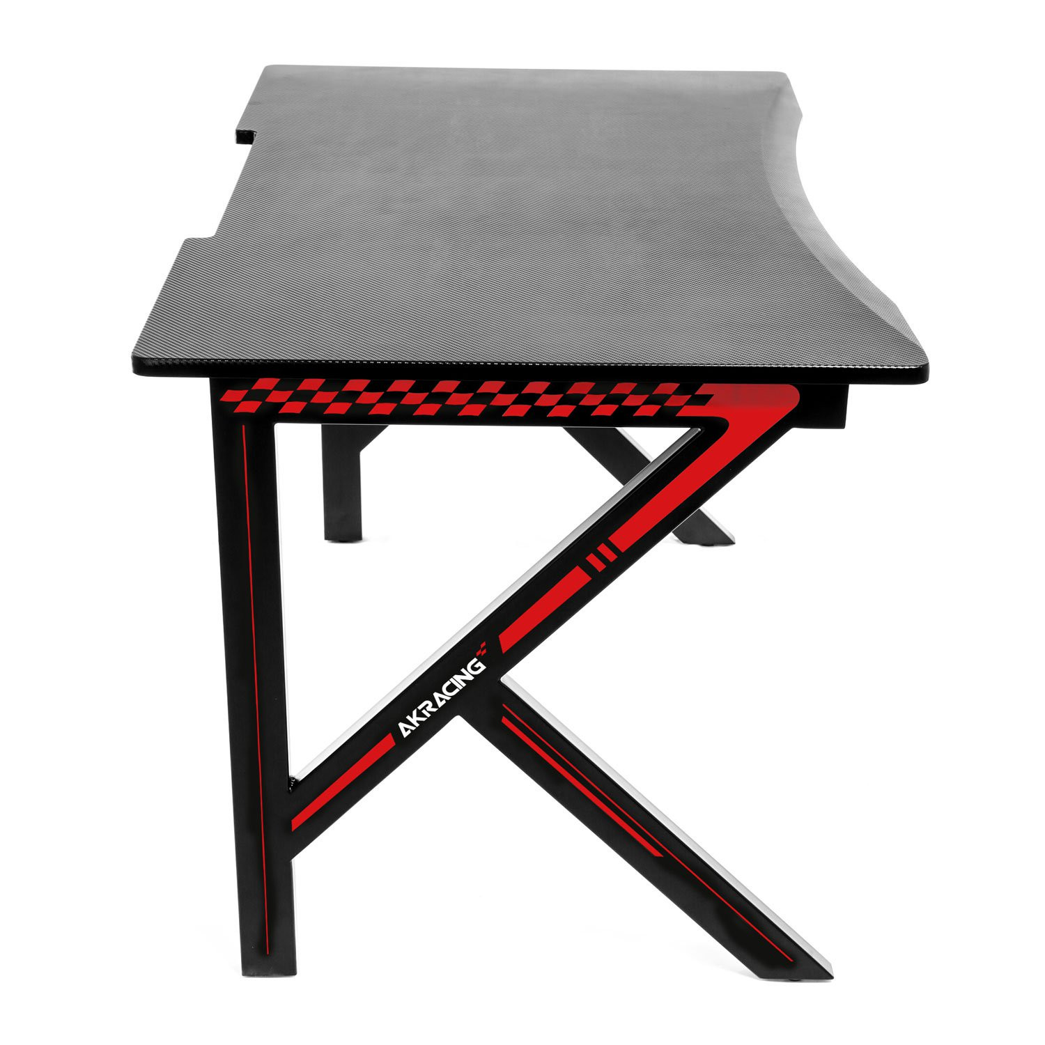 AK Racing Summit Gaming Desk, Black + Red, Steel Frame, Cable