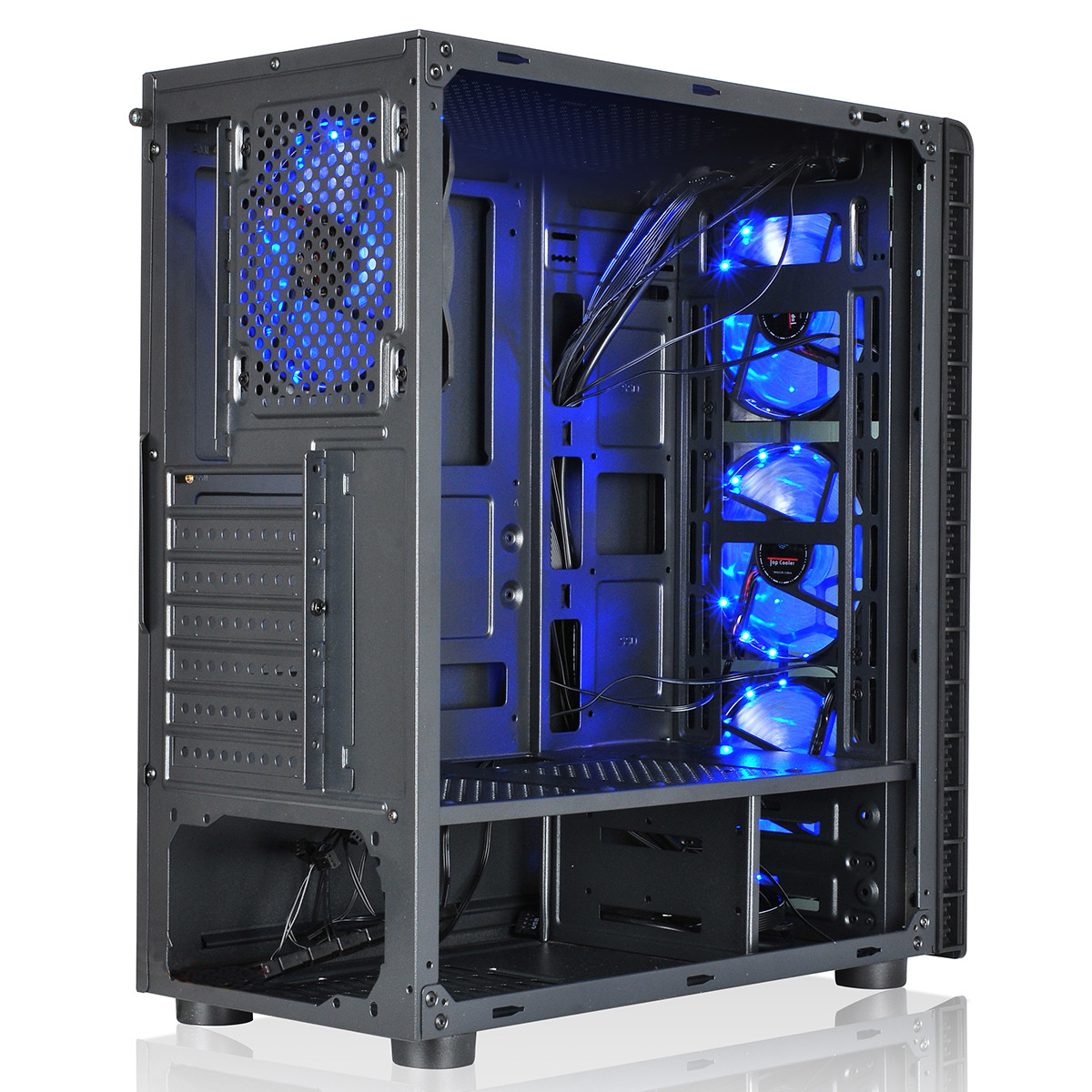 CIT Raider Gaming Case 4 x Blue Ring Fans Glass Front and Acrylic Side