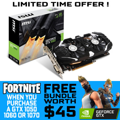 Msi Msi Nvidia Geforce Gtx 1060 3gb Oc Graphics Card Vr Ready - msi msi nvidia geforce gtx 1060 3gb oc graphics card vr ready get a fortnite bundle free with this graphics card