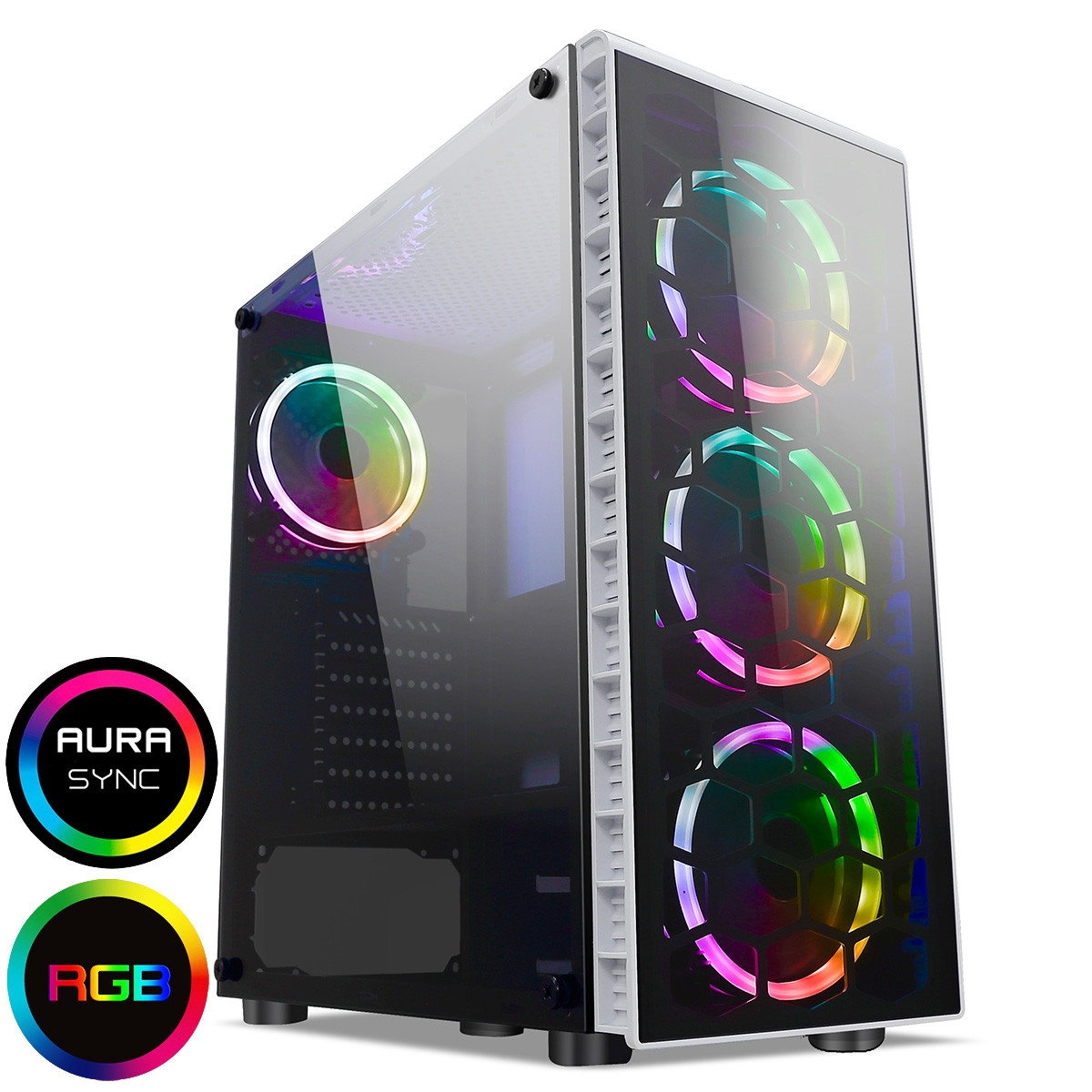 CIT Raider TG RGB Gaming Case 4 x RGB Ring Fans Glass Front & Side