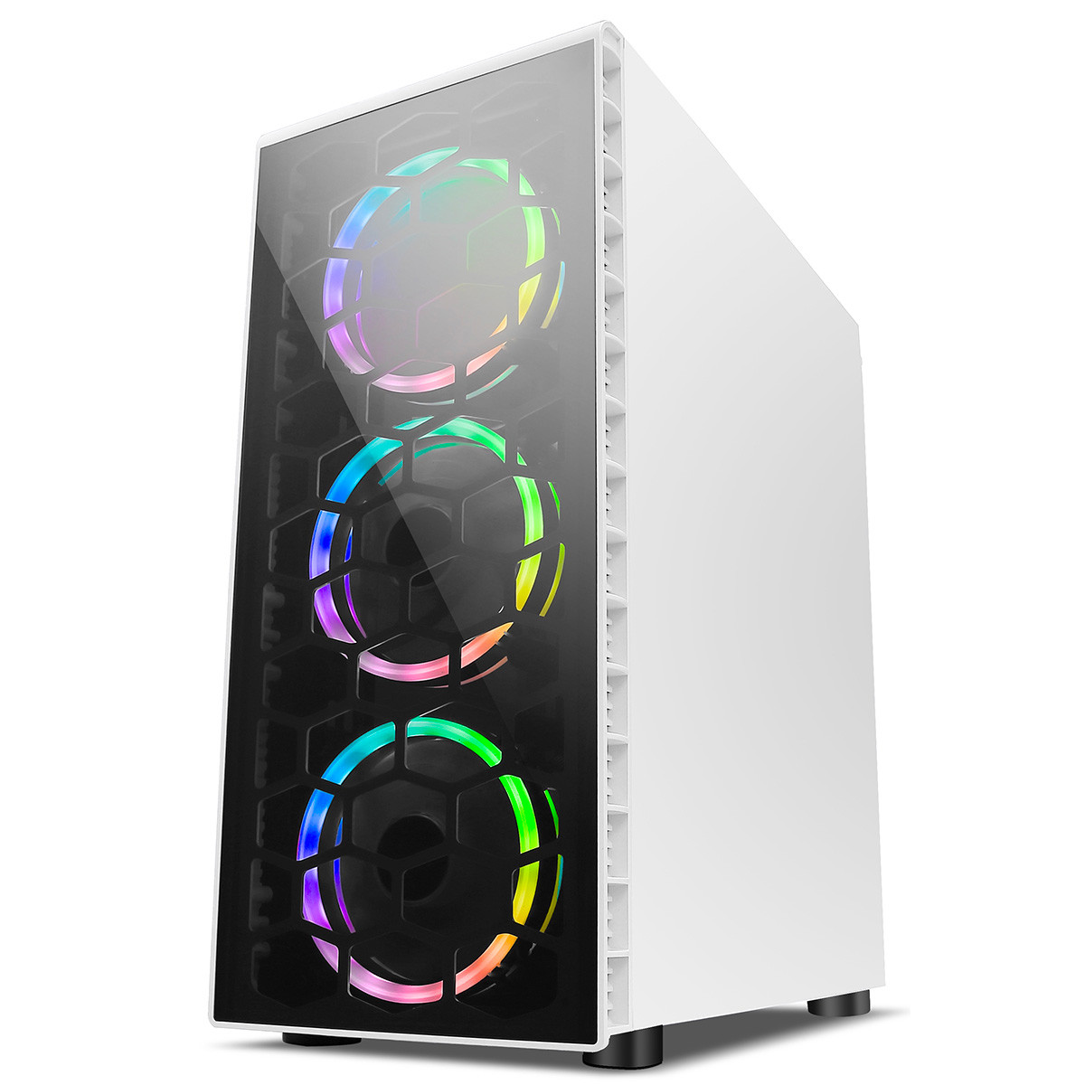 CIT Raider TG RGB Gaming Case 4 x RGB Ring Fans Glass Front & Side
