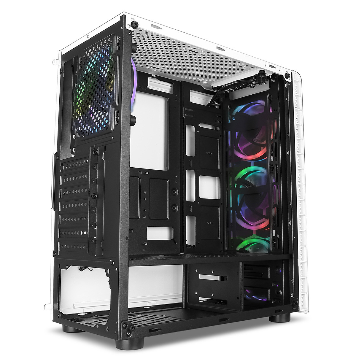 CIT Raider TG RGB Gaming Case 4 x RGB Ring Fans Glass Front & Side