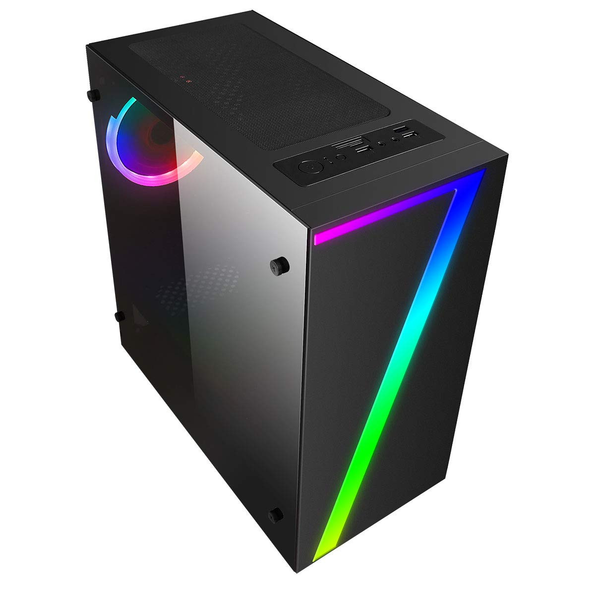 CIT Seven MATX Gaming Case Rainbow RGB Strip 1 x Rainbow RGB Fan