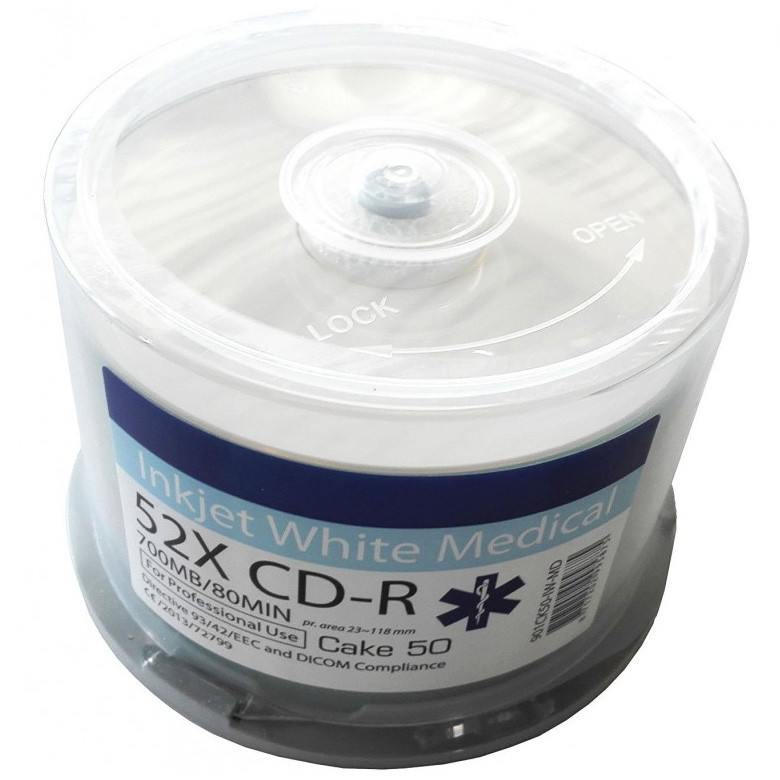 Ritek Ritek MEDICAL Line White Inkjet Printable 52x CDR Discs 50 Tub