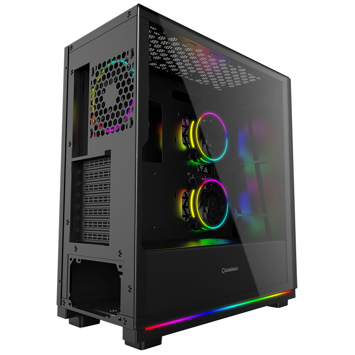 GameMax Game Max Gravity RGB Mid Tower ATX with 3x RGB Fans Tempered