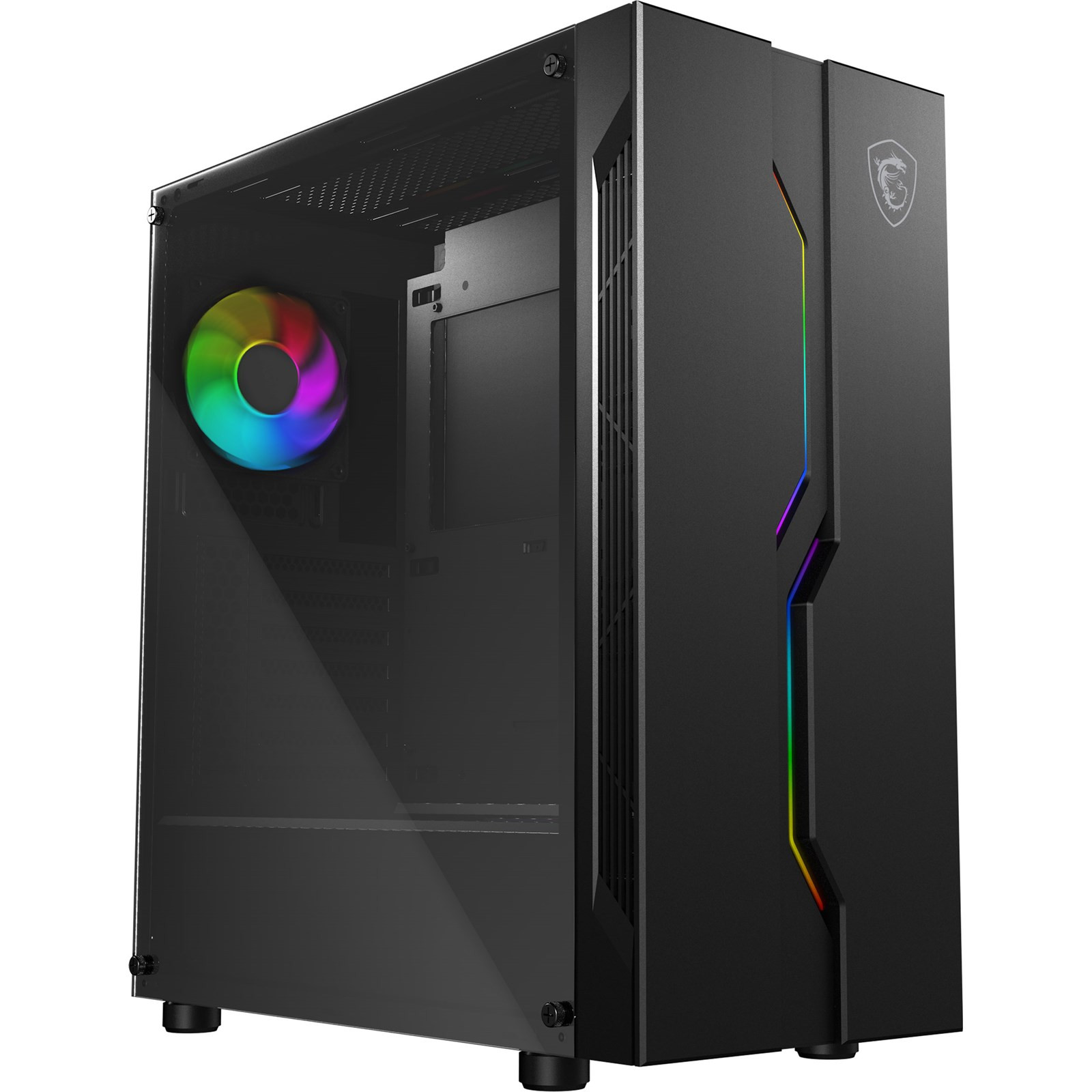 MSI MAG VAMPIRIC 010 Mid Tower Gaming Computer Case - Black with ARGB Fan