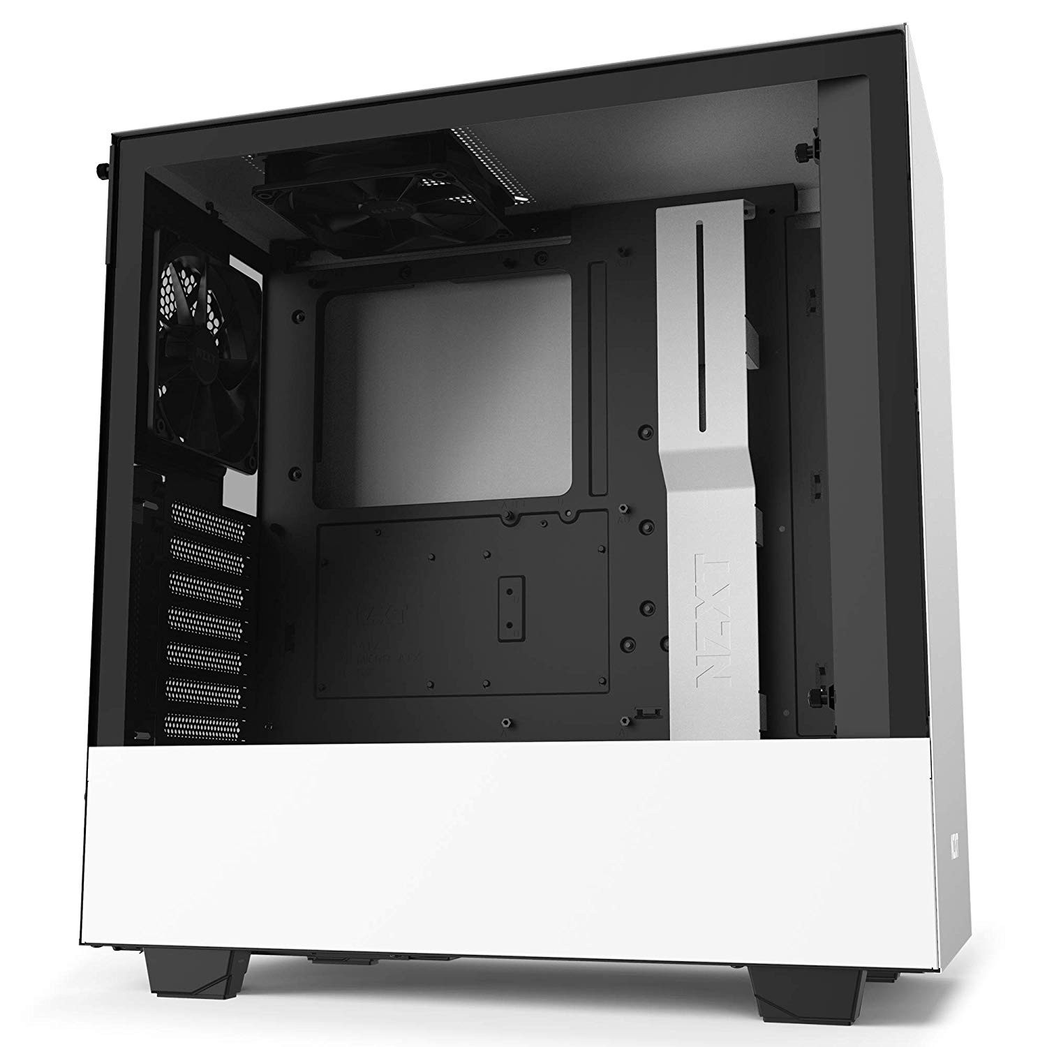 Nzxt Mid Tower Gaming Pc Case Atx Tempered Glass Panel 2x 120mm Fan White Falcon Computers