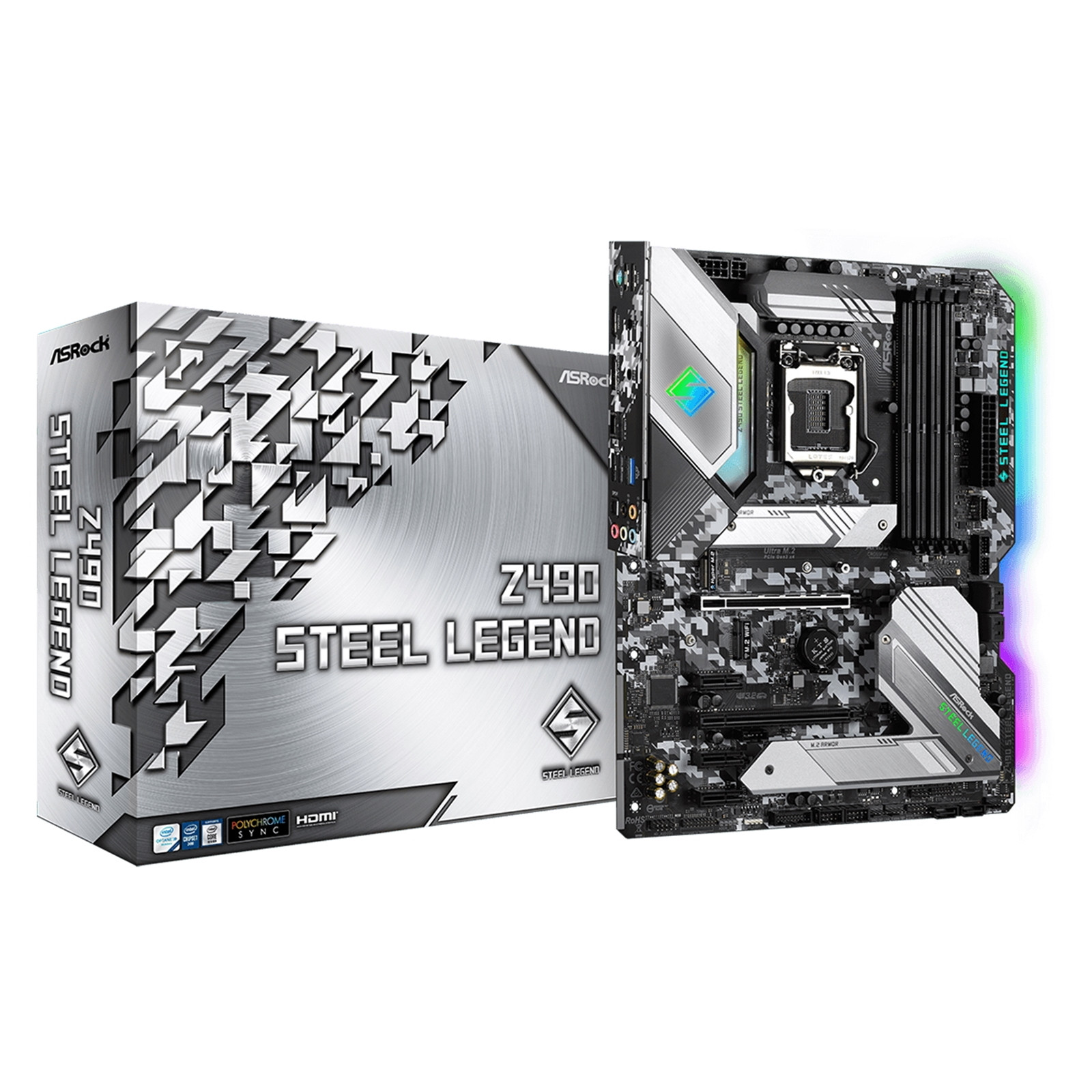 Asrock Z490 Steel Legend Intel Socket 1200 10th Gen Atx Hdmi Displayport Dual M 2 Usb C Motherboard Falcon Computers