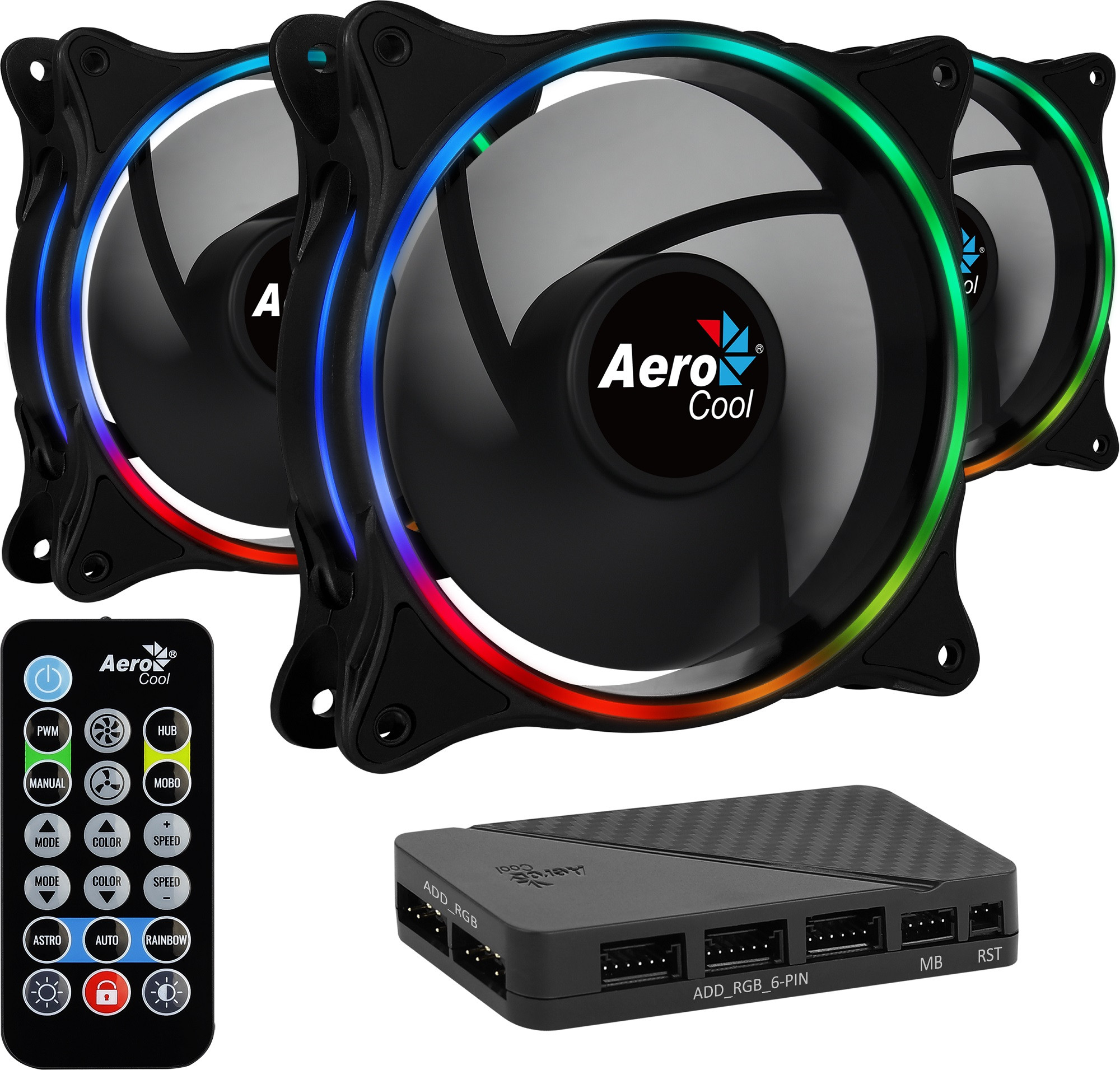Aerocool Eclipse 12 Pro 120 MM ARGB FANS x 3 with H66F RGB Control Hub ...