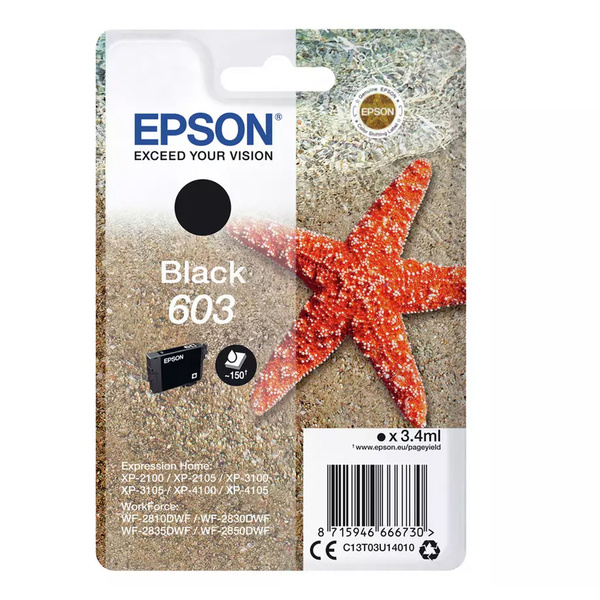 EPSON  Epson 603 Black Ink Cartridge (Original) 3.4ml 150pg yeild