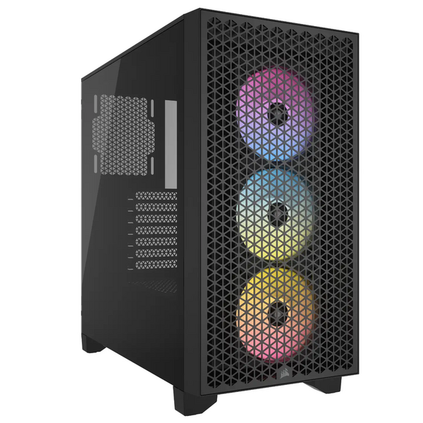 Corsair 3000D RGB Airflow Gaming Case w/ Glass Window, ATX, 3x AR120 RGB Fans, GPU Cooling, 3-Slot GPU Support, High-Airflow Front, Black
