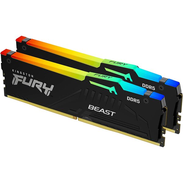 Kingston Fury Beast RGB 32GB Kit (2 x 16GB), DDR5, 6000MHz (PC5-48000), CL36, 1.35V, ECC, XMP 3.0, PMIC, AMD EXPO, DIMM Memory