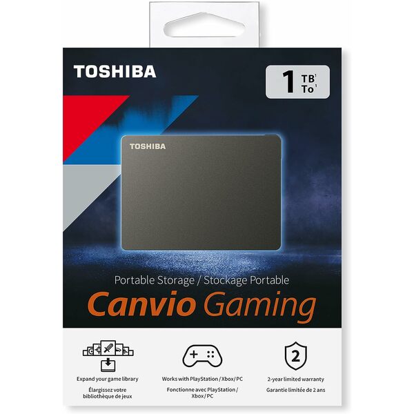Toshiba 1TB Canvio Gaming - Portable External HDD for PC and Consoles, USB 3.2. Gen 1 Technology, Black