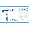 PixL Double Monitor Arm, For Upto 2x 27 inch Monitors, Desk Mounted, VESA dimensions of 75x75mm or 100x100mm, 180 Degrees Swivel, 15 Degrees Tilt, Weight Upto 10kg per screen, Built in Cable Managemen Image