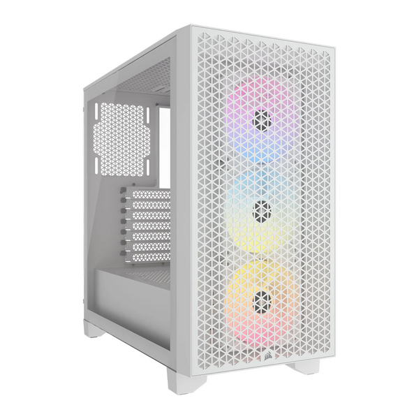 Corsair 3000D White RGB Airflow Gaming Case W/ Glass Window, Atx, 3X Ar120 Rgb Fans, Gpu Cooling, 3-Slot Gpu Support, High-Airflow Front