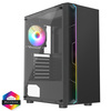CIT Galaxy Black Mid-Tower PC Gaming Case with 1 x LED Strip 1 x 120mm Rainbow RGB Fan Included TG Side Panel Image