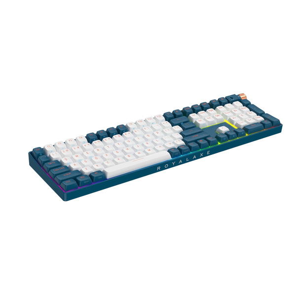 ROYALAXE R108 Hot Swappable Mechanical Keyboard, Full Size, 110 Keys, 2.4GHz, Bluetooth 5.0 or Wired Connection, TTC Golden-Pink Switches, RGB, Windows and Mac Compatible, UK Layout
