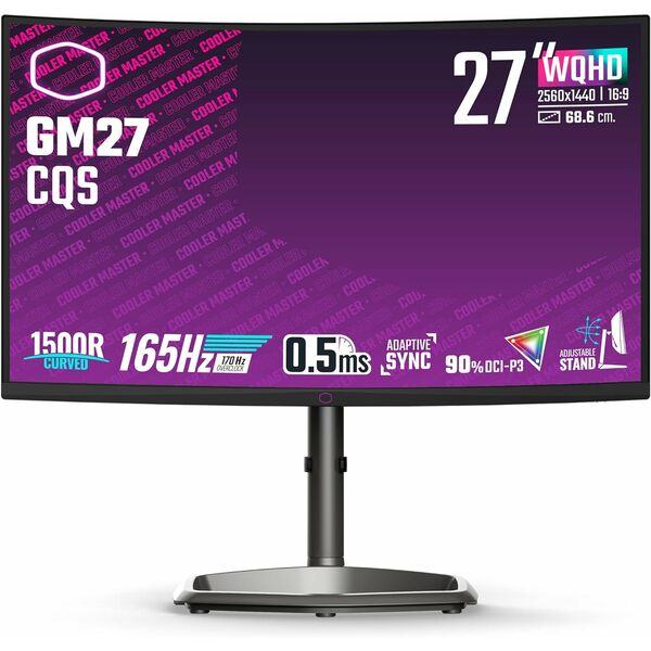 Coolermaster Cooler Master GM27-CQS 27`` Curved Gaming Monitor - 1500R WQHD (2560x1440) 165Hz (170Hz/OC), 0.5ms MPRT, VA Panel, Adaptive Sync