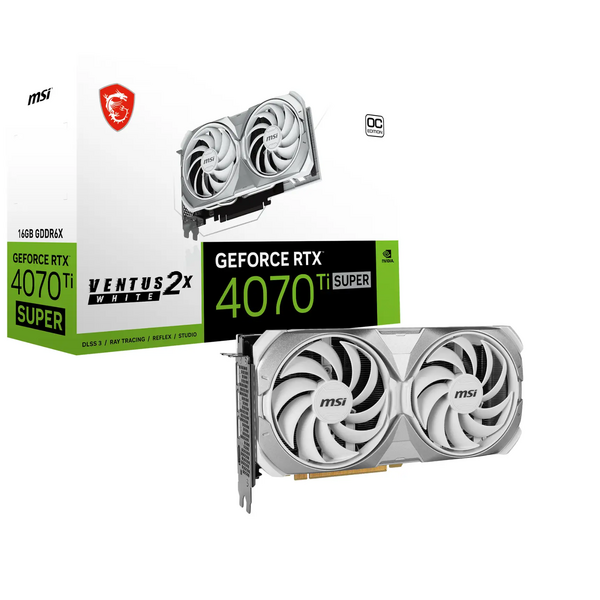 MSI GeForce RTX 4070 Ti SUPER Ventus 2X White OC 16GB GDDR6X PCI-Express Graphics Card